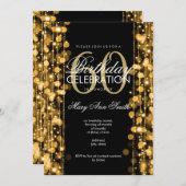 60thエレガント誕生日パーティーが金ゴールドを輝かす 招待状 (正面/裏面)