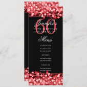 60thエレガント誕生日パーティーメニュー赤いライト 招待状 (正面/裏面)