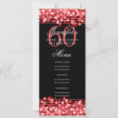 60thエレガント誕生日パーティーメニュー赤いライト 招待状 (正面)