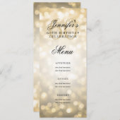60thエレガント誕生日パーティーメニュー金ゴールド《写真》ぼけ味ライト 招待状 (正面/裏面)