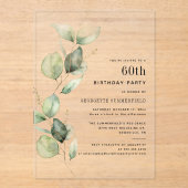 60thエレガント誕生日パーティーユーカリ アクリル招待状 (正面)