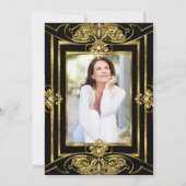 60thエレガント誕生日パーティー追加フォト金ゴールドブラック 招待状 (裏面)