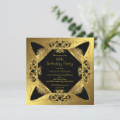 60thエレガント誕生日パーティー金ゴールドブラックダイヤモンド 招待状 (スタンド正面)