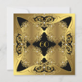 60thエレガント誕生日パーティー金ゴールドブラックダイヤモンド 招待状 (裏面)