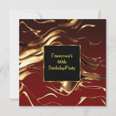 60thエレガント誕生日パーティー金ゴールドブルゴーニュブラック 招待状 (裏面)