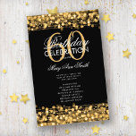 60thエレガント Birthday Partyプログラム金ゴールド（メニュー付き） チラシ<br><div class="desc">「エレガントBirthday Party Program」金ゴールド文字付きスパークル&ライト付きデザインカスタム。</div>