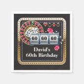 60thカジノトランプのポーカー遊ズカード誕生日ナプキンス スタンダードカクテルナプキン (正面)