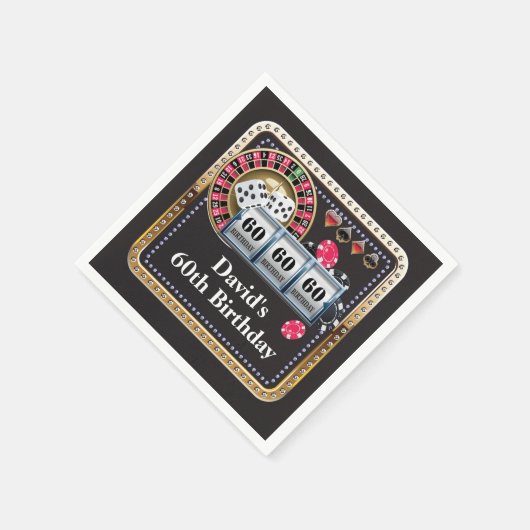 60thカジノトランプのポーカー遊ズカード誕生日ナプキンス スタンダードカクテルナプキン (角)