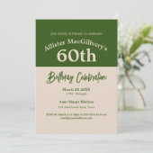 60thカジュアル誕生日招待状for Him - Green 招待状 (スタンド正面)