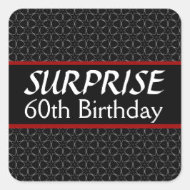 60thサプライズ誕生日ブラックシルバーレッド スクエアシール
