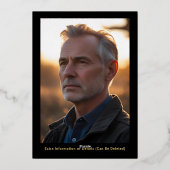 60thサプライズ誕生日写真オンバックブラック&金ゴールド 箔招待状 (裏面)