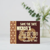 60thサプライズ誕生日日付金ゴールドの保存 案内ポストカード (スタンド正面)