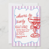 60thシャンパ描ンカラフルグラス60誕生日 招待状 (正面)