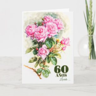60thスペインの誕生日ヴィンテージバラガーデン名 カード