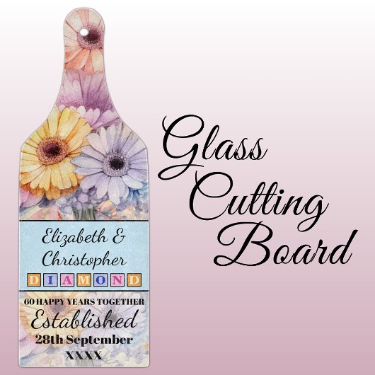 60thダイヤモンドアニバーサリーフローラブルー カッティングボード