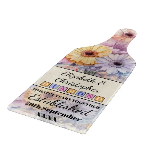 60thダイヤモンド周年記念フローラ桃 カッティングボード (角)