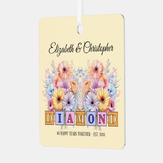 60thダイヤモンド周年記念花桃 メタルオーナメント (正面左)