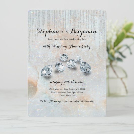 60thダイヤモンド結婚のアニバーサリーシカルシック 招待状 (スタンド正面)