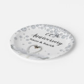 60thダイヤモンド結婚の記念日にシックな白い白鳥 ペーパープレート (アングル)