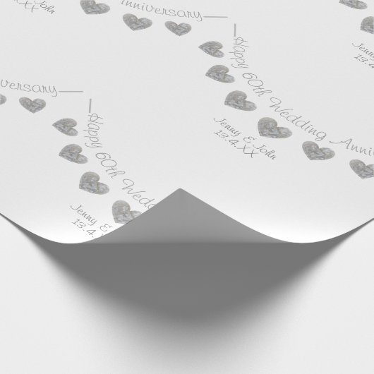 60thダイヤモンド結婚の記念日のデザイン ラッピングペーパー (角)