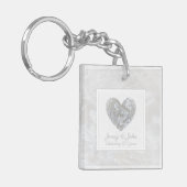 60thダイヤモンド結婚の記念日のハートカスタム キーホルダー (正面左)