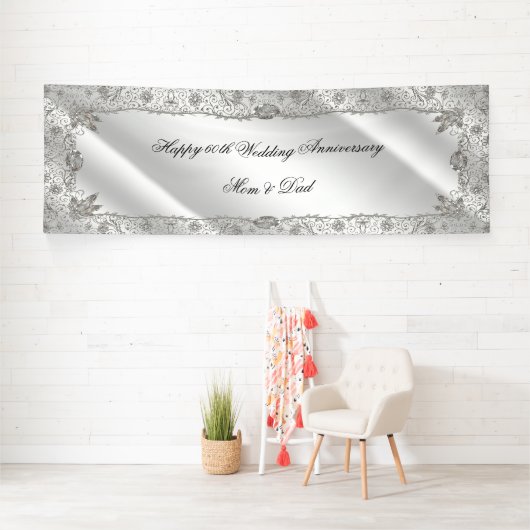 60thダイヤモンド結婚の記念日 横断幕 (インサイチュ)