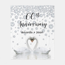 60thダイヤモンド記念日の白鳥の恋 フリースブランケット
