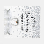 60thダイヤモンド記念日の白鳥の恋 フリースブランケット (正面(横))