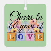 60thダイヤモンド記念日の花グリーン メタルオーナメント (裏面)