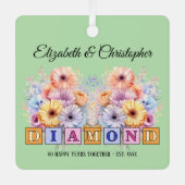 60thダイヤモンド記念日の花グリーン メタルオーナメント (正面)