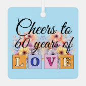 60thダイヤモンド記念日の花ブルー メタルオーナメント (裏面)