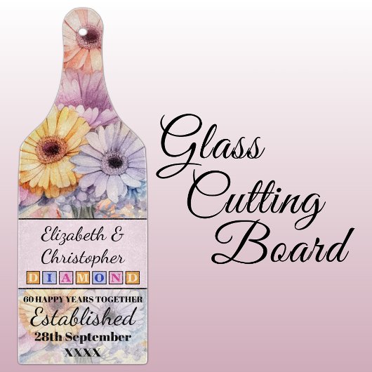 60thダイヤモンド記念日フローラピンク カッティングボード