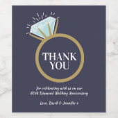 60thダイヤ結婚モンドのアニバーサリーブルー ワインラベル (シングルラベル)