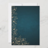 60thティール(緑がかった色)モダン&金ゴールドフローラサプライズ誕生日 招待状 (裏面)