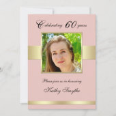 60thバラ金ゴールドフォト誕生日パーティーへの招待 招待状 (正面)
