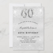 60thバースデーシルバーグラマエレガントラス 招待状 (正面)