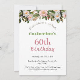60thバースデーパーティアフタヌーンティーフローラ かわいらし 招待状