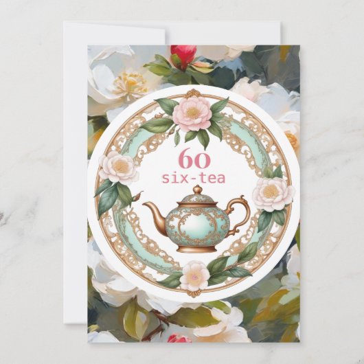 60thバースデーパーティアフタヌーンティーフローラ かわいらし 招待状 (裏面)