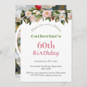 60thバースデーパーティアフタヌーンティーフローラ かわいらし 招待状 (正面/裏面)