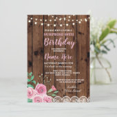60thバースデーパーティサプライズフローラピンク招待状 招待状 (スタンド正面)