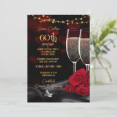 60thバースデーパーティシャンパン&バラ誕生日Inv 招待状 (スタンド正面)