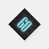 60thバースデーパーティネオンサイン入りレンガの壁 スタンダードカクテルナプキン (角)