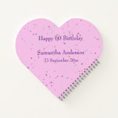 60thバースデーパーティーお祝い淡い色のピンクゲスト ノートブック (裏面)