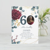 60thバースデーパーティーと赤いバラと青 招待状 (スタンド正面)