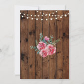 60thバースデーパーティーウッドフラワーフローラピンク招待状 招待状 (裏面)