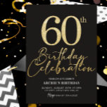 60thバースデーパーティーエレガントブラック&金ゴールドグリッター 招待状<br><div class="desc">60th Birthday Party Black & エレガント金ゴールドグリッター招待状このと招待シンプルテンプレートを使モダン用しよう！単に文字を編集し、それをダウンロードまたはプリントする！</div>