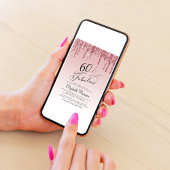 60thバースデーパーティーグリッターバラ金ゴールドピンク 招待状