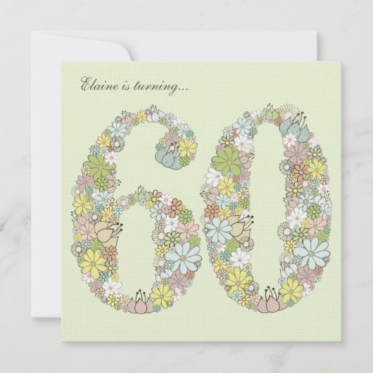 60thバースデーパーティーグリーン開花カスタム招待状 招待状 (正面)