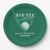 60thバースデーパーティーゴルフテーマ名モダングリーン ペーパープレート (正面)