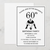60thバースデーパーティーサッカーブラックサッカースポーツパパ 招待状 (正面/裏面)
